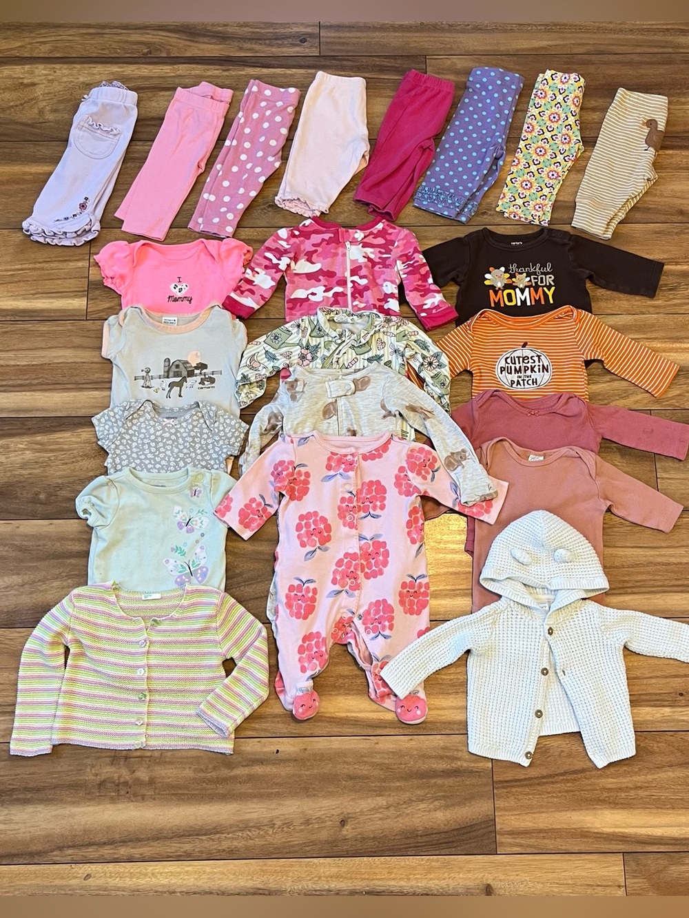 Baby girl 0-3mo LOT22pcs country girl clothing bundle cardigans pants bodysuits
